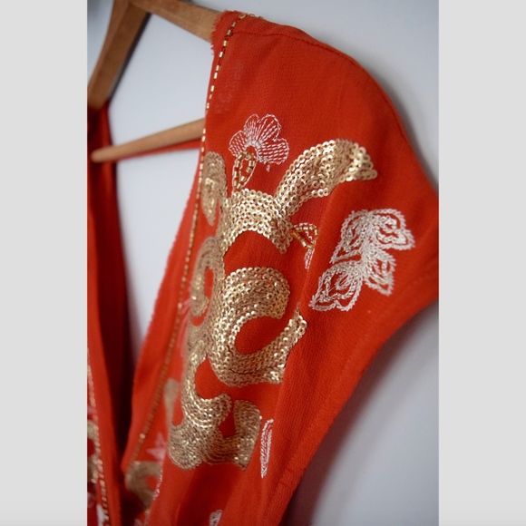 {Free People} Orange plunge top - Picture 3 of 8